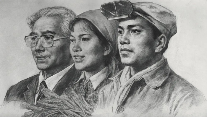 第三、第四套人民币&nbsp;人物形象素描手稿