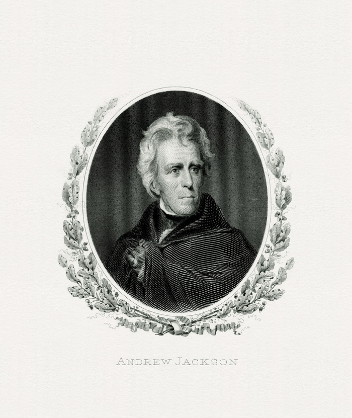 美国印钞局刻版的杰克逊总统肖像