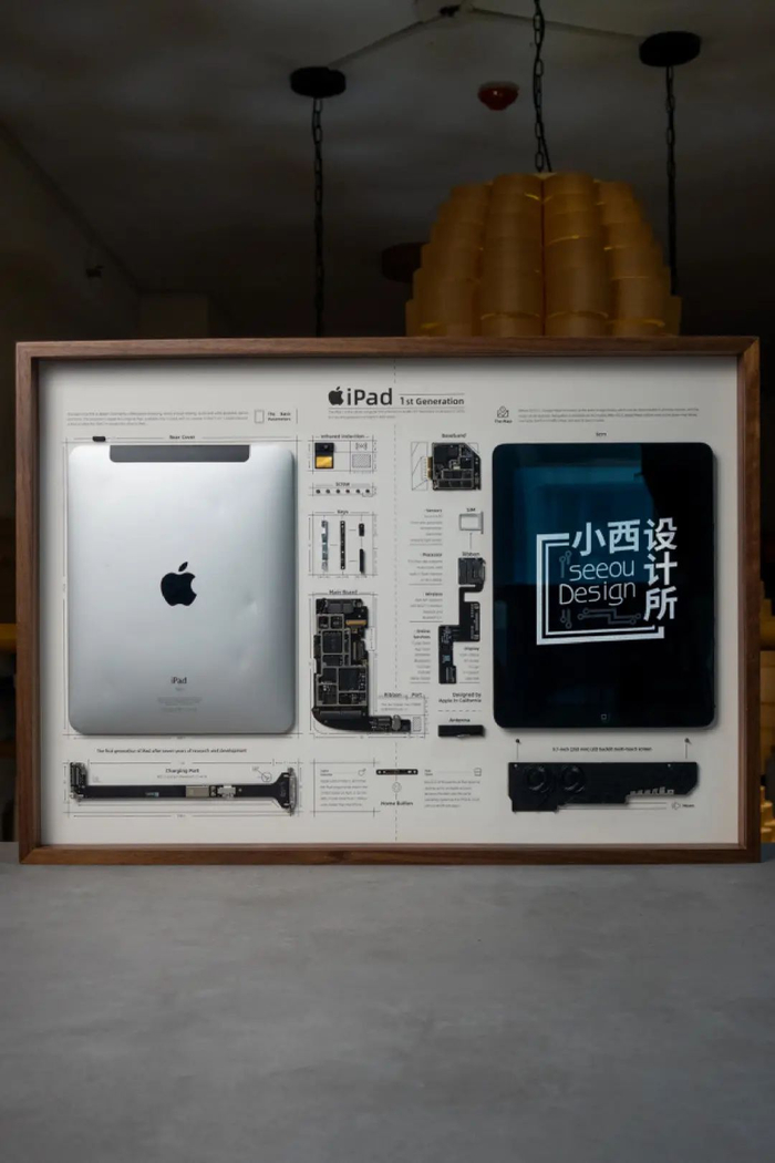 △拆解装裱后屏幕依然可以使用的ipad
