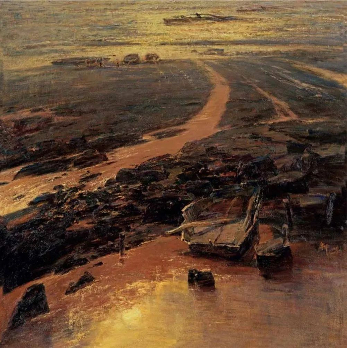 钟涵，行舟与弃舟二 ，150x150cm布面油画 ，2011年