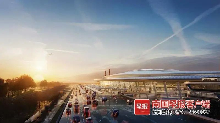 ▲T3航站楼陆侧车道边效果图。广西机场管理集团供图