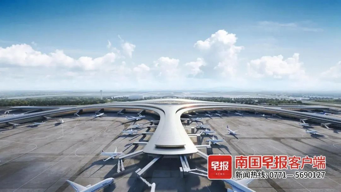 ▲T3航站楼空侧鸟瞰效果图。广西机场管理集团供图