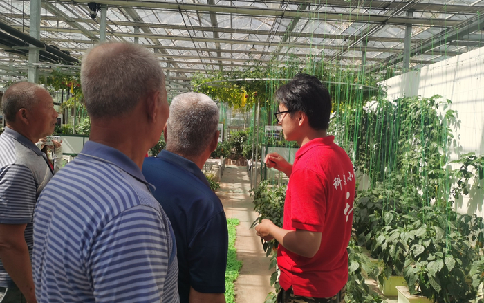 科技小院师生为农户讲解农技知识。受访者供图