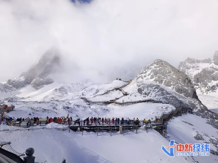 ▲丽江玉龙雪山上的游客