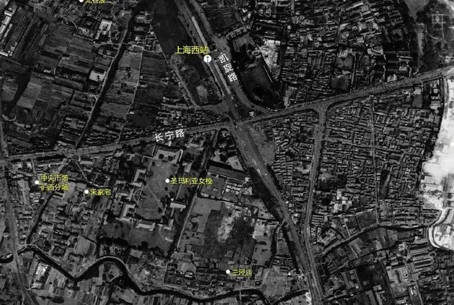 1947年航拍图中的圣玛利亚女中及周边影像