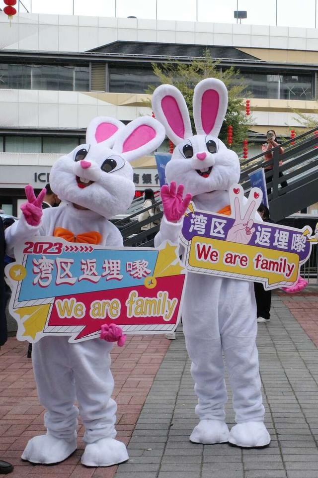 1月8日，深圳福田口岸的吉祥兔欢迎入境旅客。陈楚红/摄
