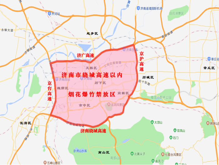 绕城高速内禁放区域示意图