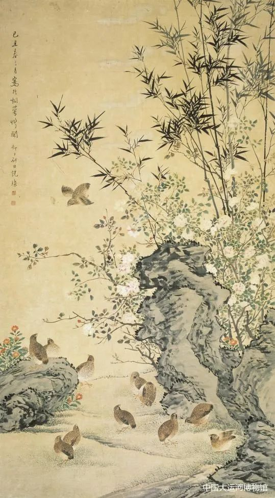 四季平安图，倪璨（1764—1841）轴 纸本 设色，195.5厘米×109厘米，南京博物院藏