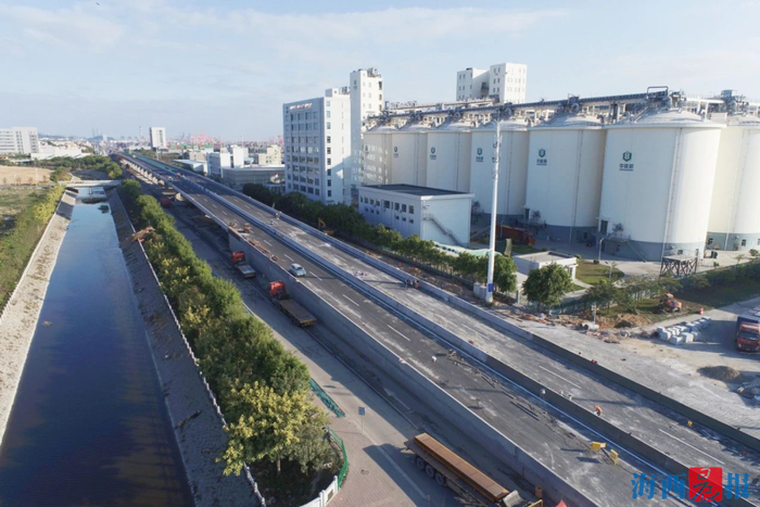 海沧沧江路快速通道工程立交桥部分已全部完工。