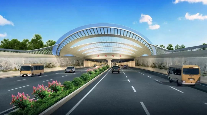 巢湖水下隧道洞口效果图