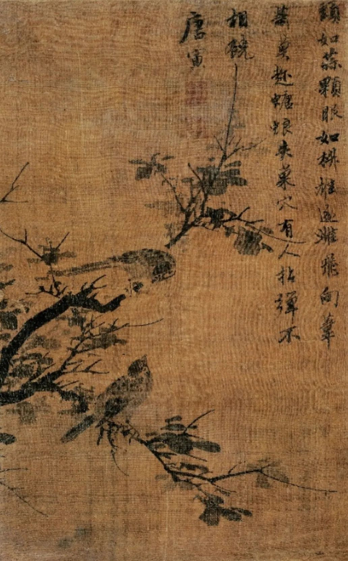 ▲唐寅《椿树双雀图》 明