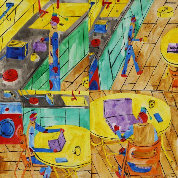 《动物》Animals，大卫·史瑞格里David Shrigley，纸上丙烯，75×56cm×20，2020