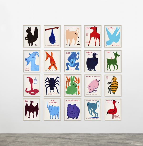 《动物》Animals，大卫·史瑞格里David Shrigley，纸上丙烯，75×56cm×20，2020