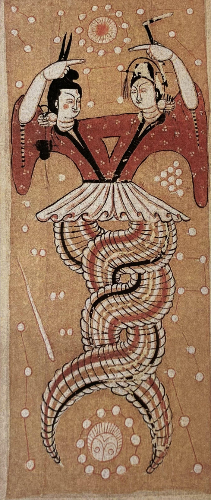 伏羲女娲5，唐代绢本设色，新疆吐鲁番出土