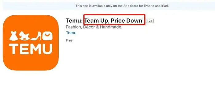 ▲图：Temu下载页面