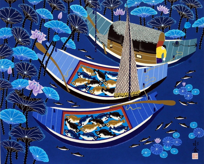 朱永金《捕鱼归来》