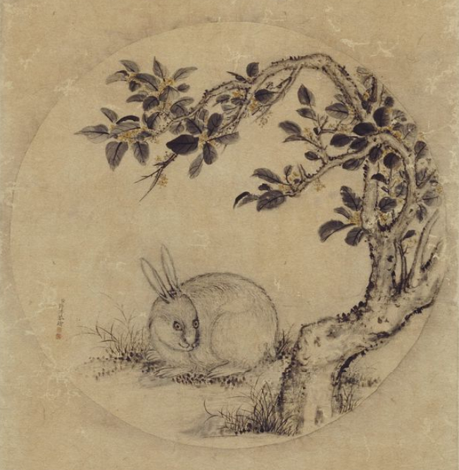 清蒋溥《月中桂兔图》