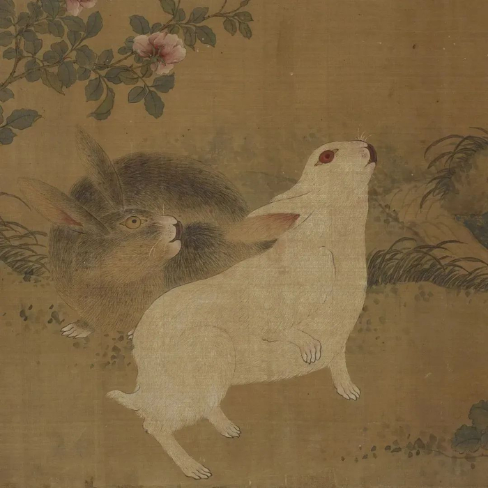 元钱选《玉兔小鸟图卷》局部