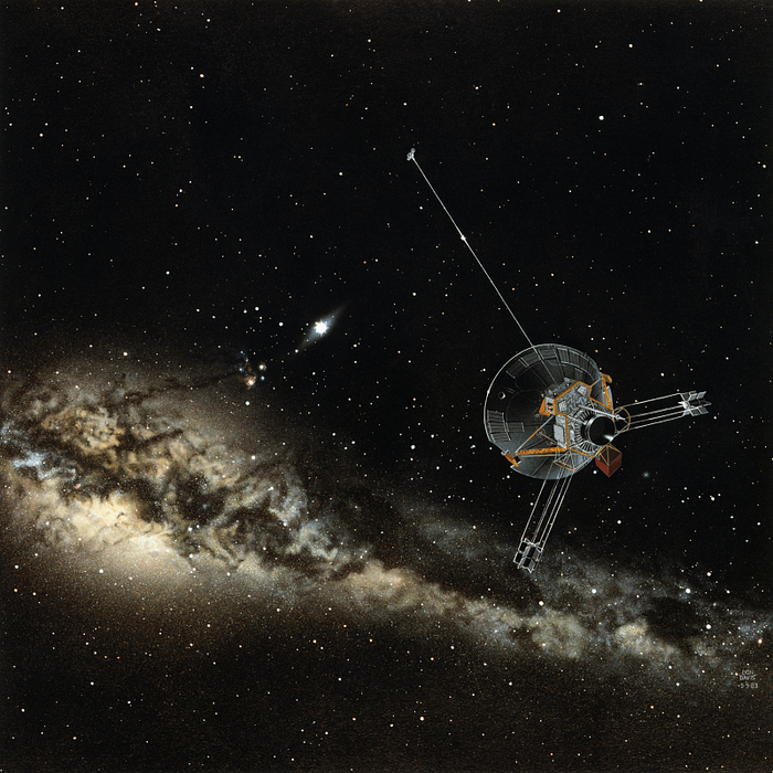 △艺术家绘制的先驱者10号探测器（资料图）