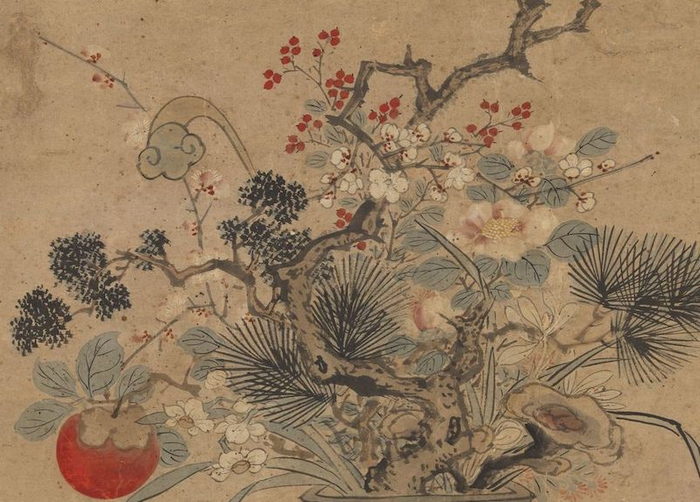 明 边文进 岁朝图 轴（局部） 台北故宫博物院藏