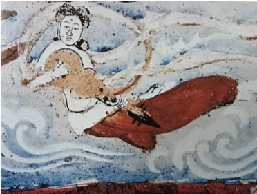 伎乐飞天 莫高窟322窟北壁西侧（初唐）