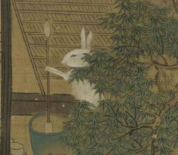 ▲明代张翀《仙庐授液图》中捣药的玉兔，玉兔捣的什么药呢？据说是蛤蟆丸。现在你知道玉兔为什么和蟾蜍在一起了吧？