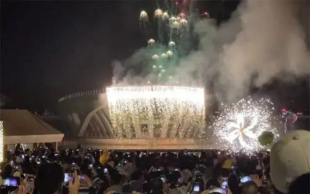 美轮美奂的烟花在北海园博园上空绽放。图源南国早报