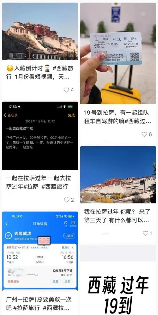 ▲去西藏过年，更倾向组队 来源/小红书