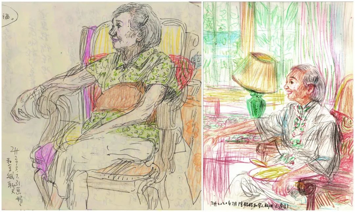 与来客聊天（彩铅）