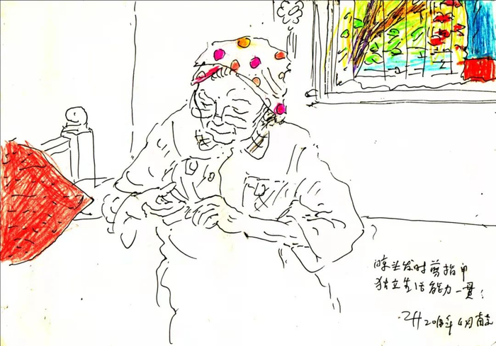 洗完头再剪指甲（彩铅，2018）