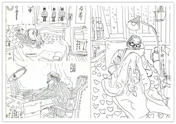 笔耕不辍的妈妈（圆珠笔）