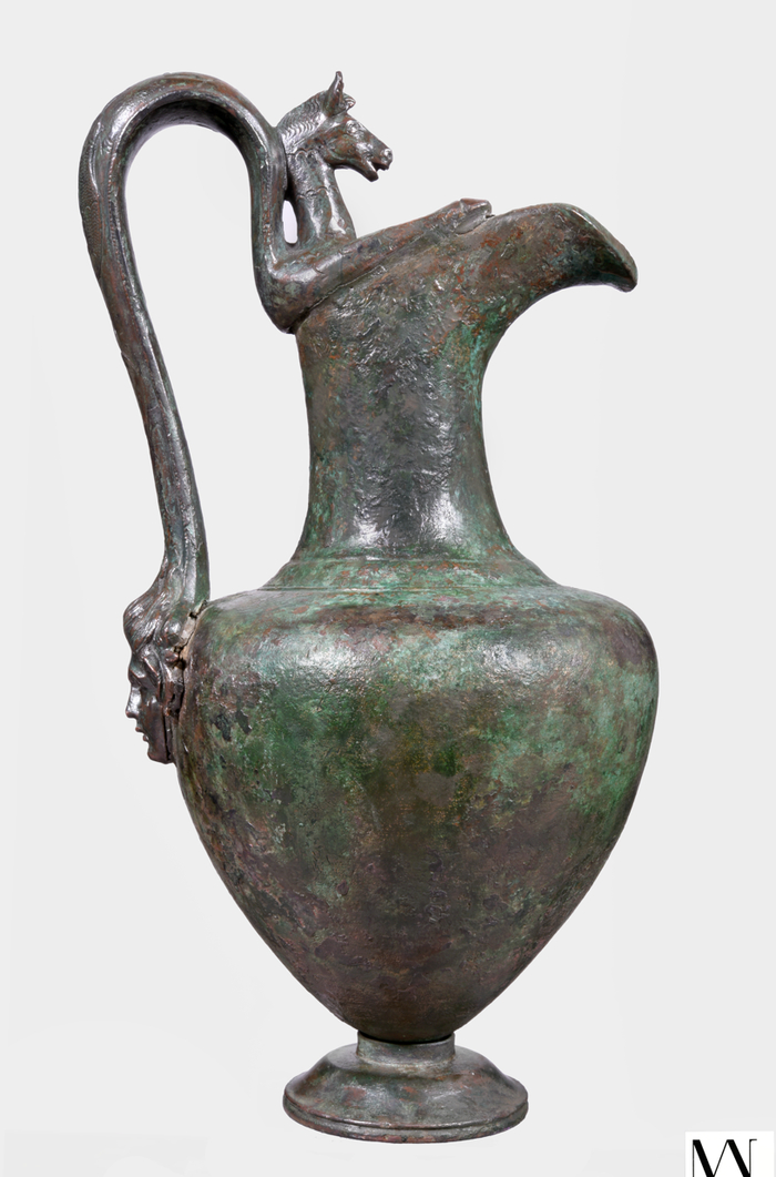 有马头像的酒壶，维苏威火山遗址，彩绘壁画，1世纪