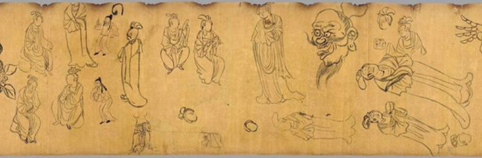 藏经洞出土白描画稿 现藏于法国巴黎国家图书馆