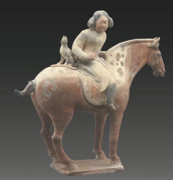 图10：带猞猁狩猎俑，陕西西安吕家堡唐代金乡县主墓出土，西安博物院藏