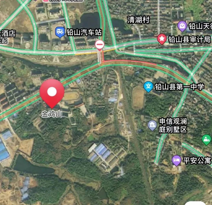 △ 网络地图显示金鸡山所处位置