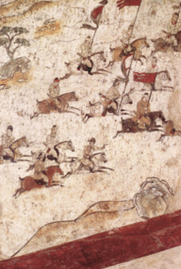 图4：狩猎出行，陕西乾县乾陵唐代章怀太子墓壁画