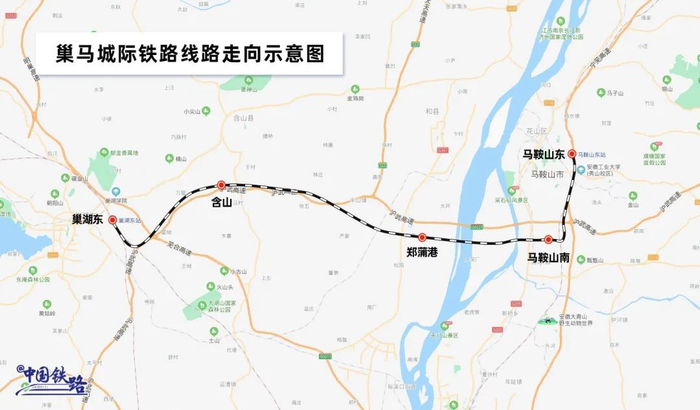 巢马城际铁路线路走向示意图