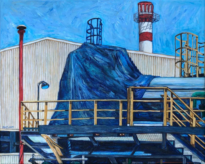 陈华俊《惠来大南海石化系列之二》油画 40cmX50cm
