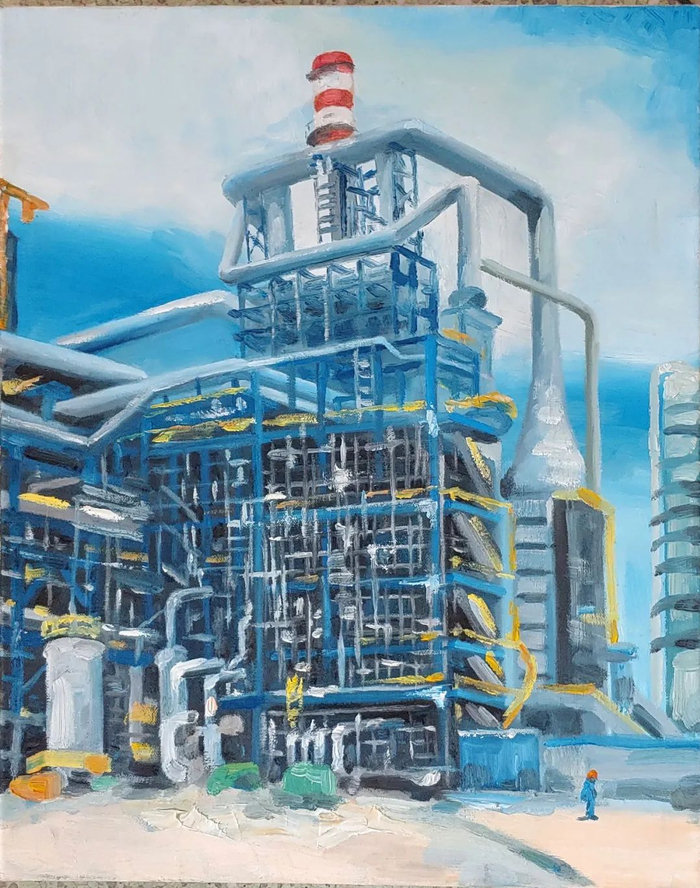 林晓东《工业基地》油画 40cmX50cm