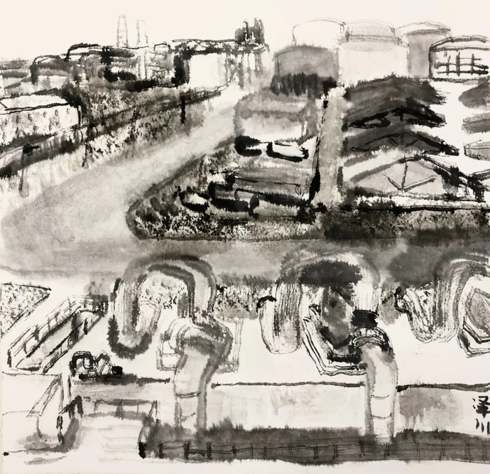 王泽川《大南海石化写生1》国画 45cmX45cm