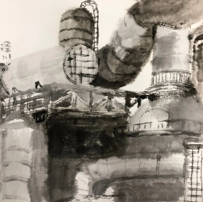 王泽川《大南海石化写生2》国画 45cmX45cm