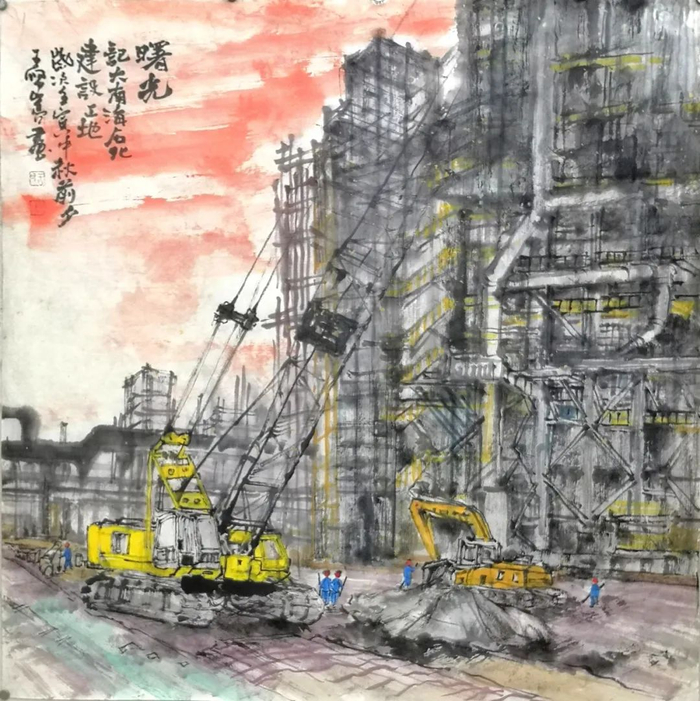 王佩嵩《曙光》国画68cmX68cm