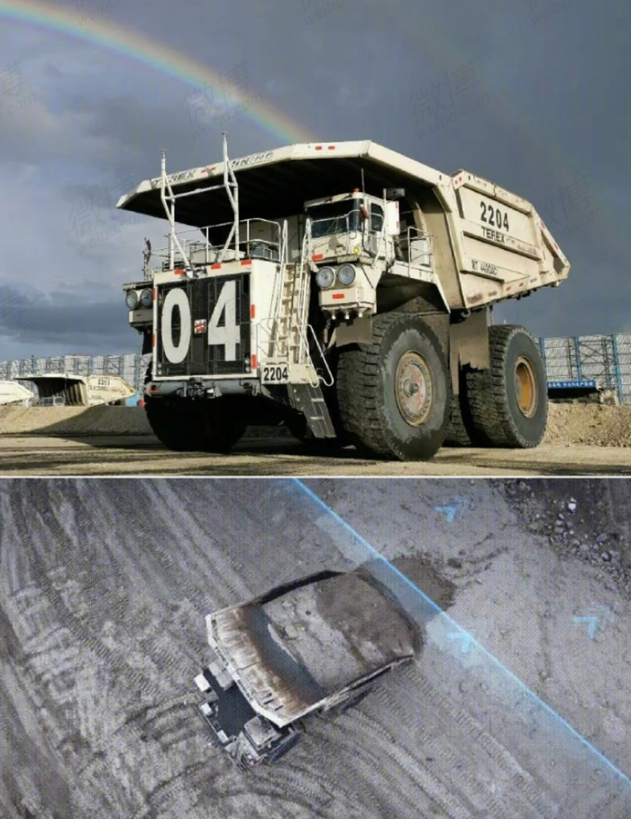 ▲百吨级无人驾驶矿用卡车。