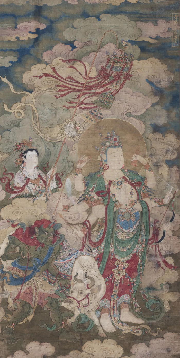  《摩醯首罗尊天像》 明 绢本 纵154.2厘米，横78.5厘米
