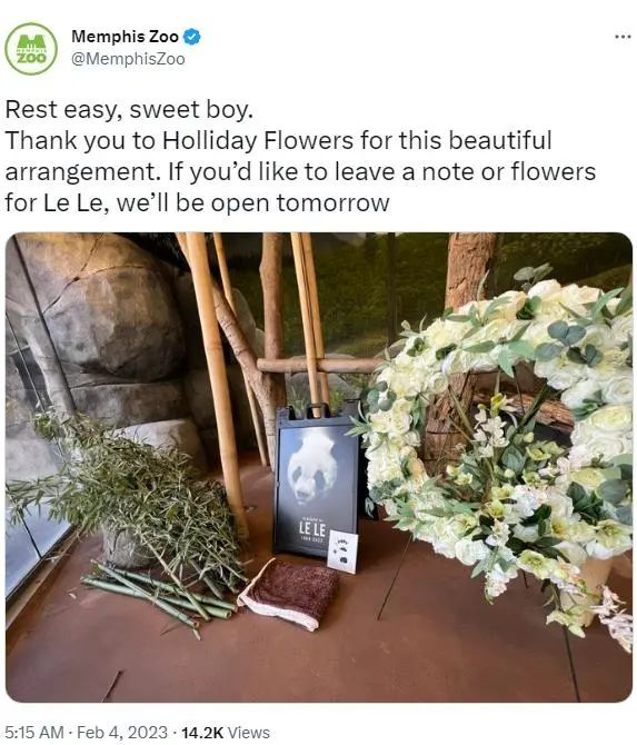 图片来源：孟菲斯动物园官方推特截图