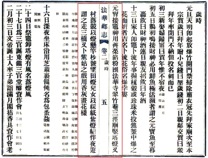 《嘉庆法华乡志》中关于法华寺元宵灯会的内容