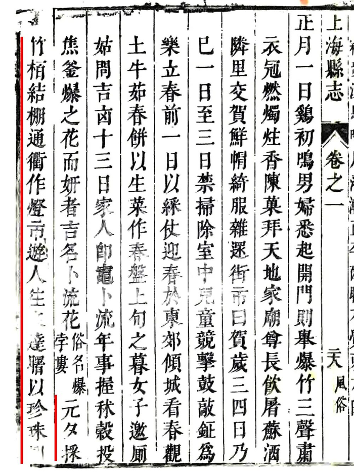 《康熙上海县志》中关于元夕灯市的记载