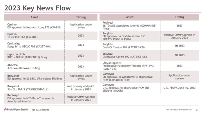 ▲百时美施贵宝2023年的潜在里程碑（图片来源：百时美施贵宝官网）