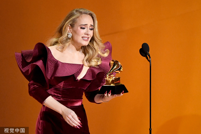 当地时间2023年2月5日，第65届格莱美颁奖现场，阿黛尔 视觉中国 图
