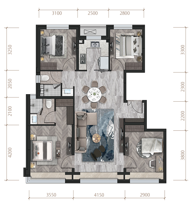 ▲未来云城125㎡户型图
